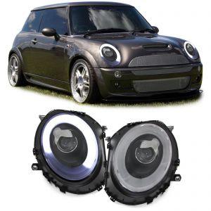 Передняя оптика диодная черная New style для Mini Cooper R55 R56 R57 2006-2014